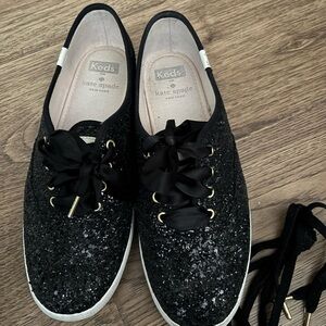 Keds x kate spade Black Glitter Ribbon Lace Sneakers